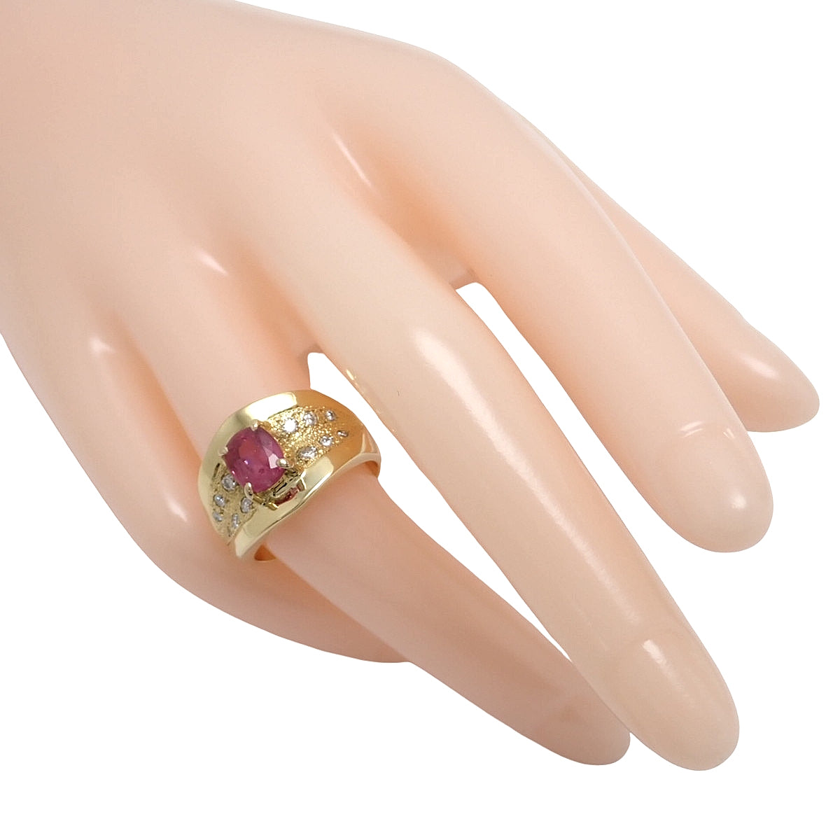 ピンクサファイア ダイヤモンド リング PS1.85/D0.23 イエローゴールド K18YG 10.7g