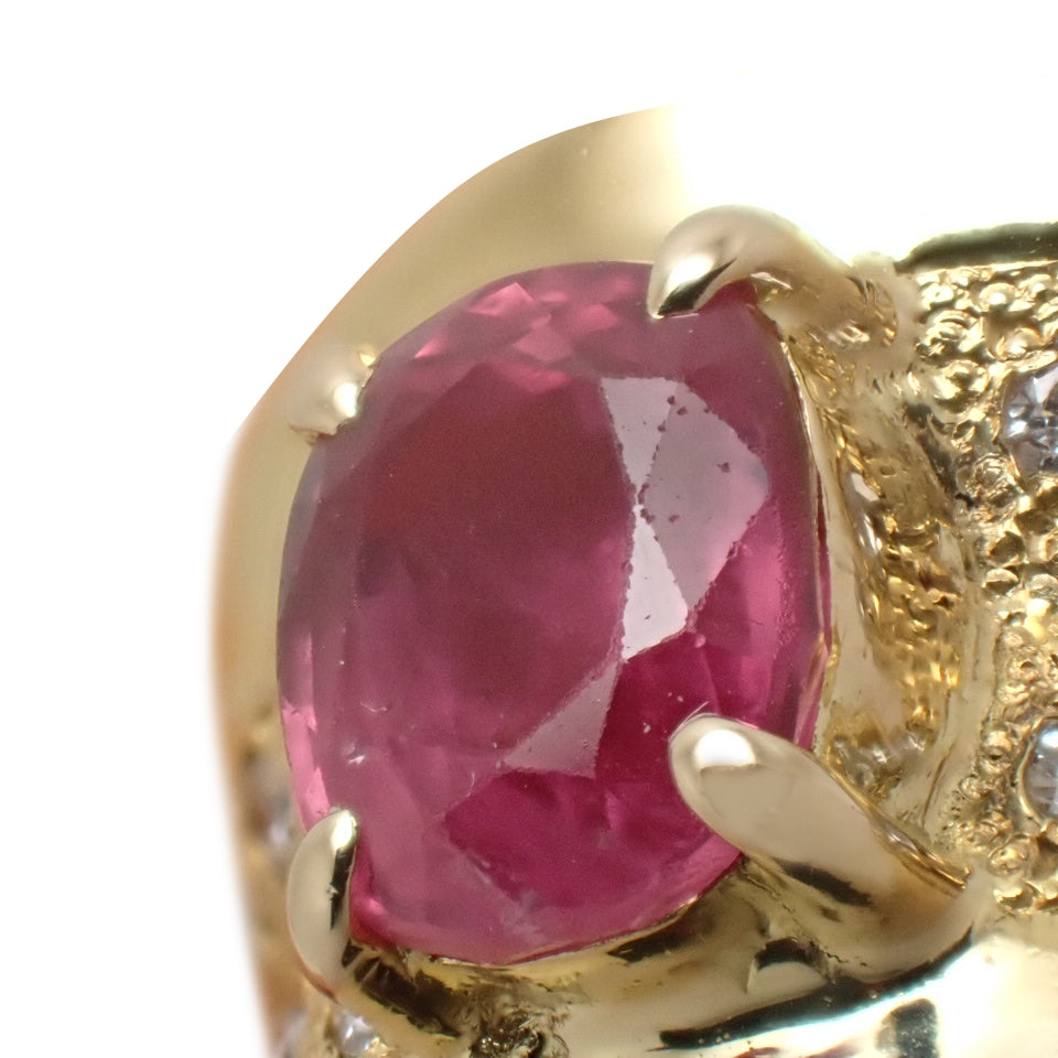 ピンクサファイア ダイヤモンド リング PS1.85/D0.23 イエローゴールド K18YG 10.7g