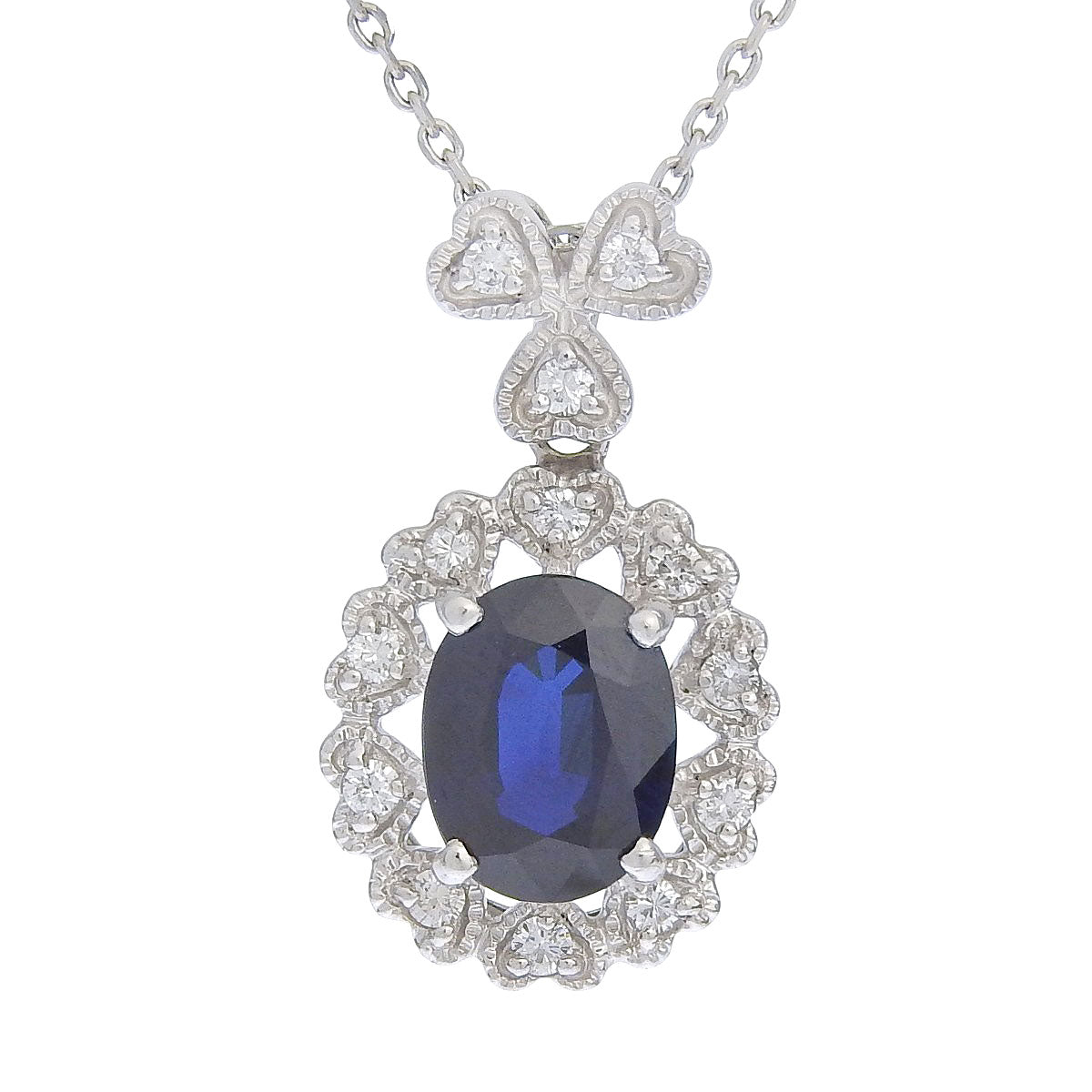 Sapphire and diamond necklace, S2.183/D0.22, platinum, Pt900, Pt850, 6.8g