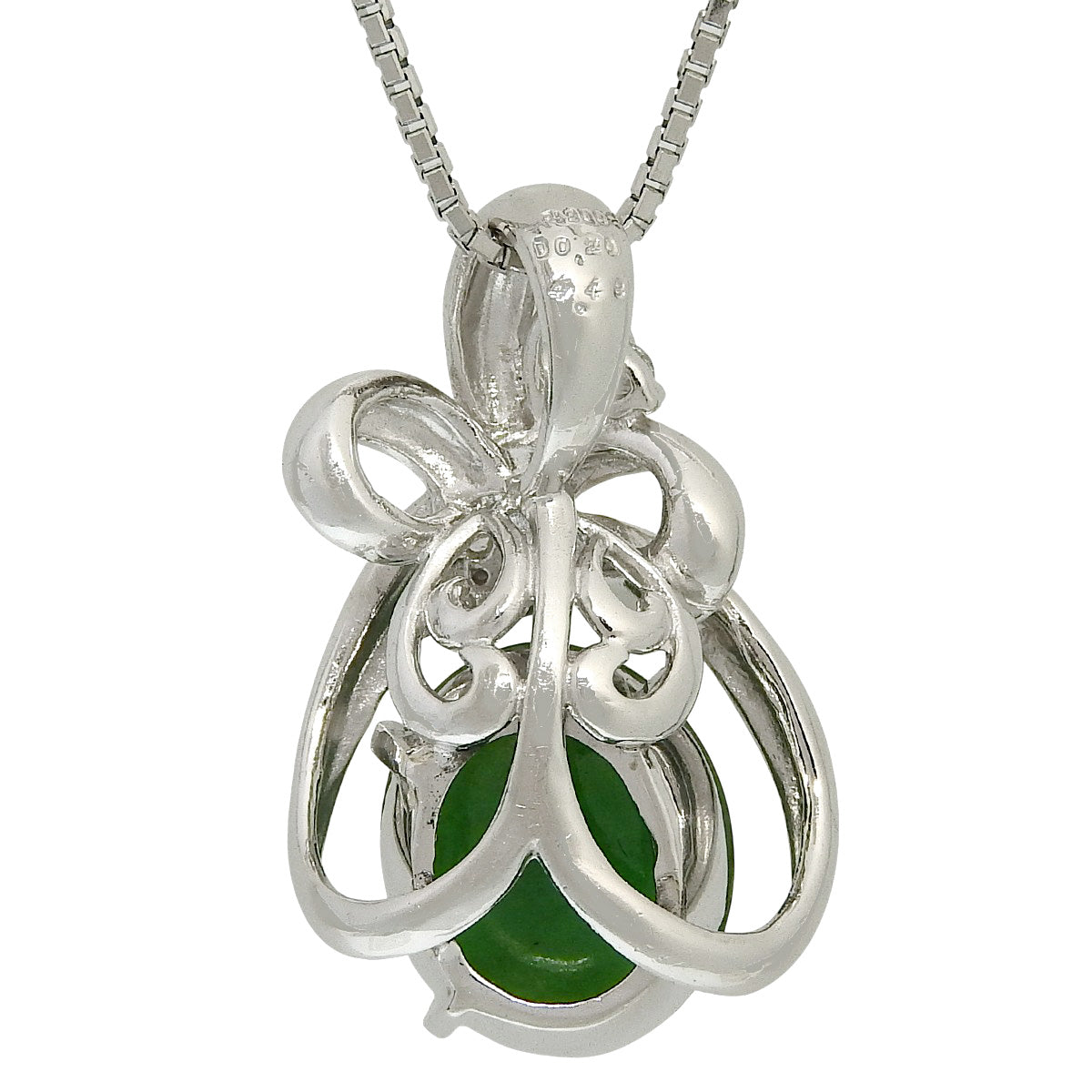 Jadeite and diamond necklace, H4.48/D0.20, platinum, Pt900, Pt850, 11.8g