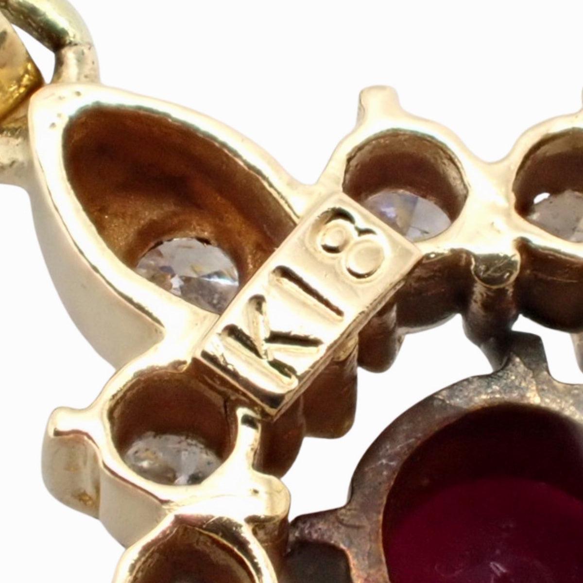 Ruby Diamond Necklace R0.26/D0.26 K18YG K18WG 5.6g