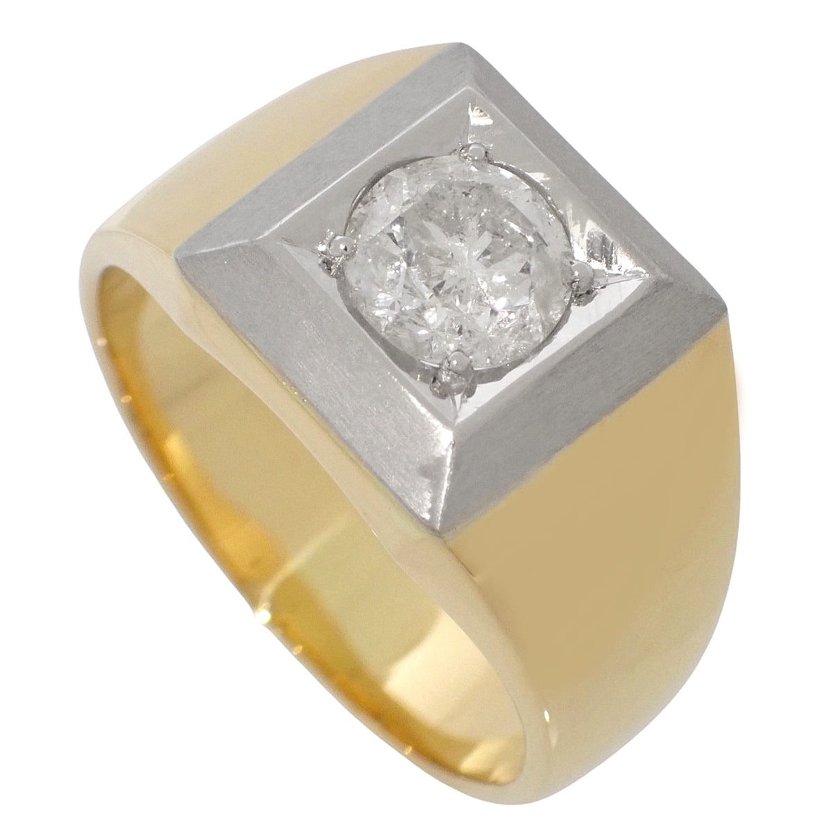 Signet ring with a single diamond, size D1.21, yellow gold (K20YG) or platinum (Pt900), 19.2g