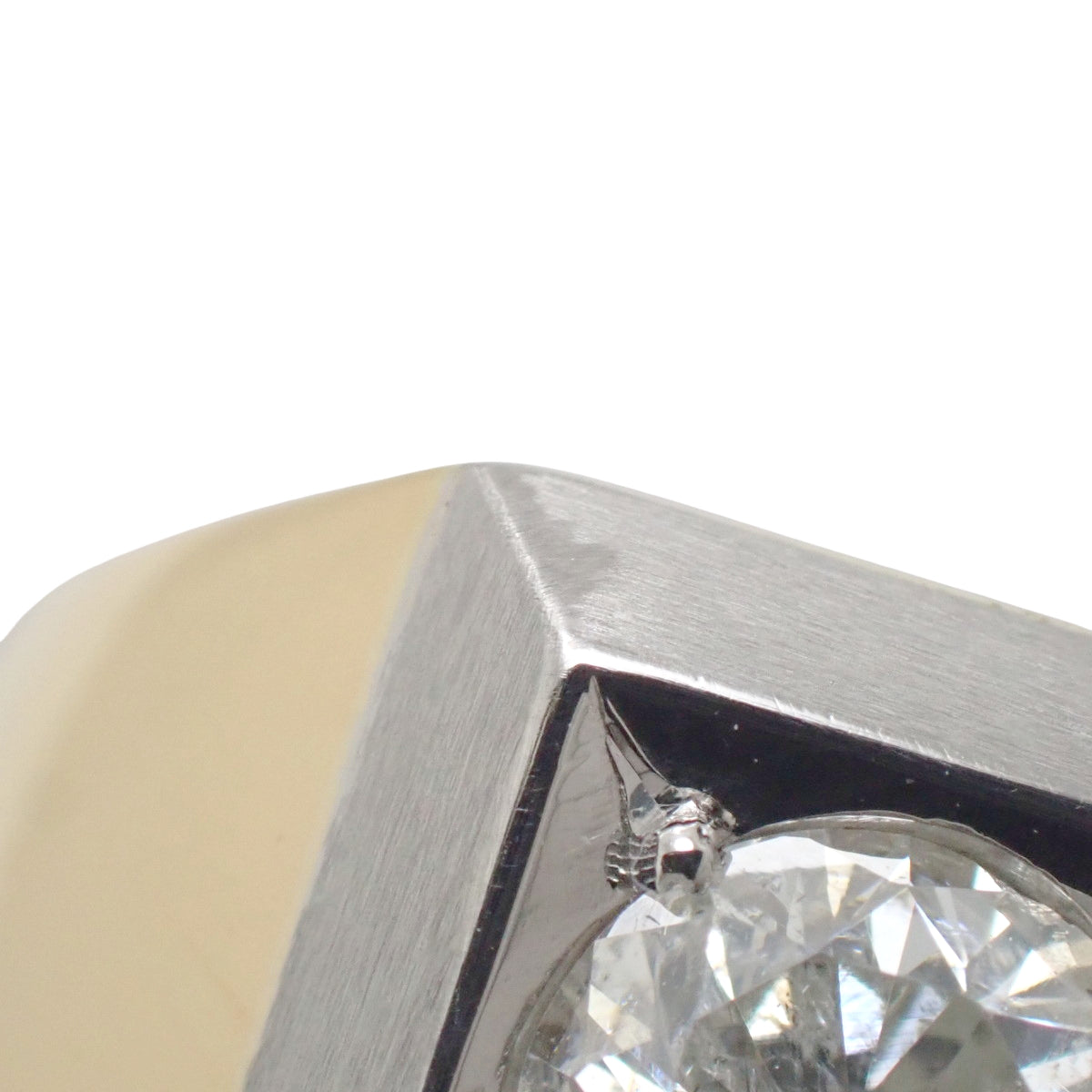 印台 一粒ダイヤ リング D1.21 イエローゴールド K20YG プラチナ Pt900 19.2g