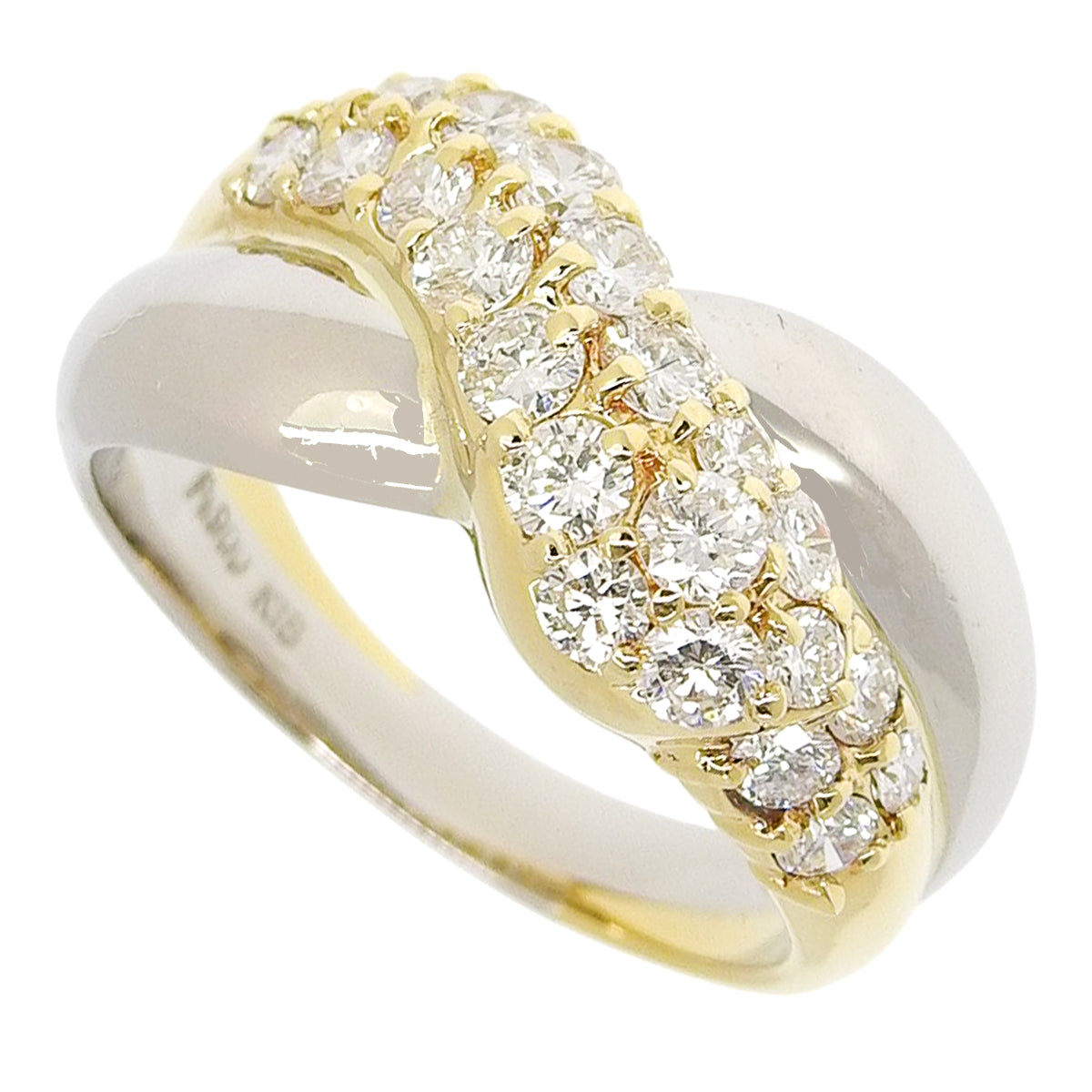 ツーカラー ツイスト リング D1.00 イエローゴールド K18YG プラチナ Pt900 7.1g