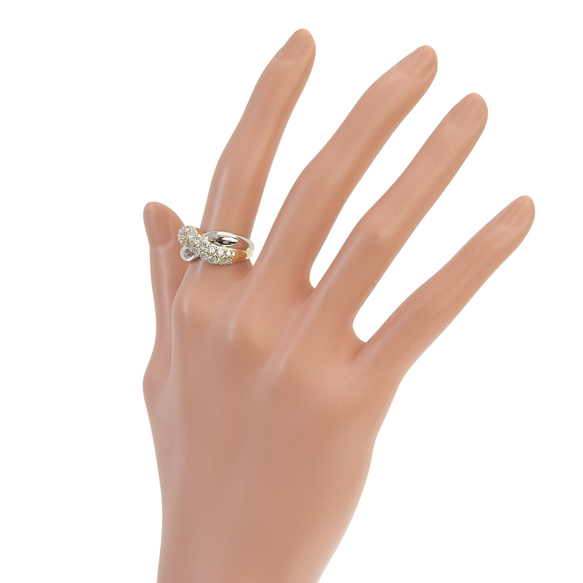 ツーカラー ツイスト リング D1.00 イエローゴールド K18YG プラチナ Pt900 7.1g