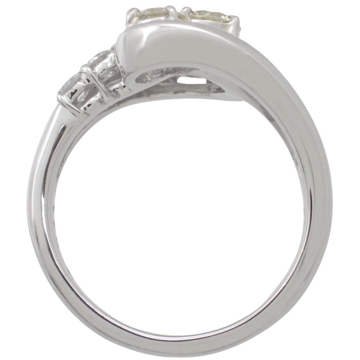 Crossover Arm Yellow Diamond Ring D0.53,0.47 Pt900 12(US) 8.5g