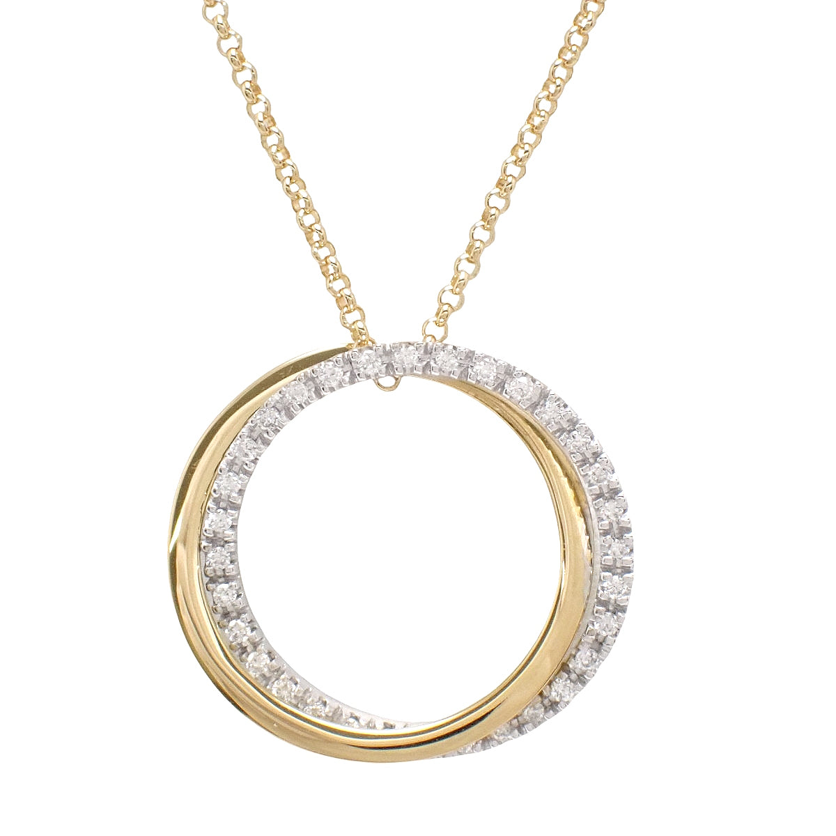 Diamond Necklace D0.17 Yellow Gold K18YG White Gold K18WG 7.4g