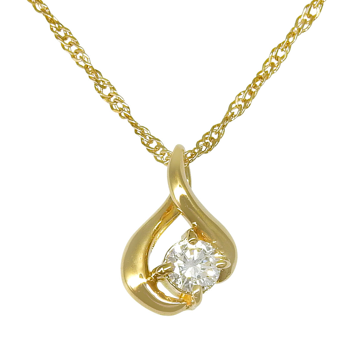 1P钻石项链,钻石直径0.1克拉,18K黄金,1.5克