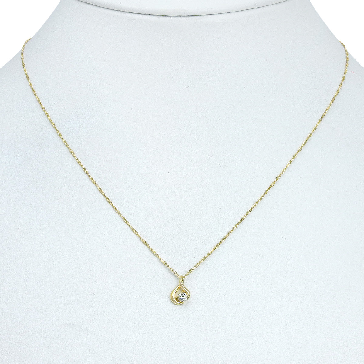1P Diamond Necklace, Diamond D0.1, Yellow Gold K18YG, 1.5g