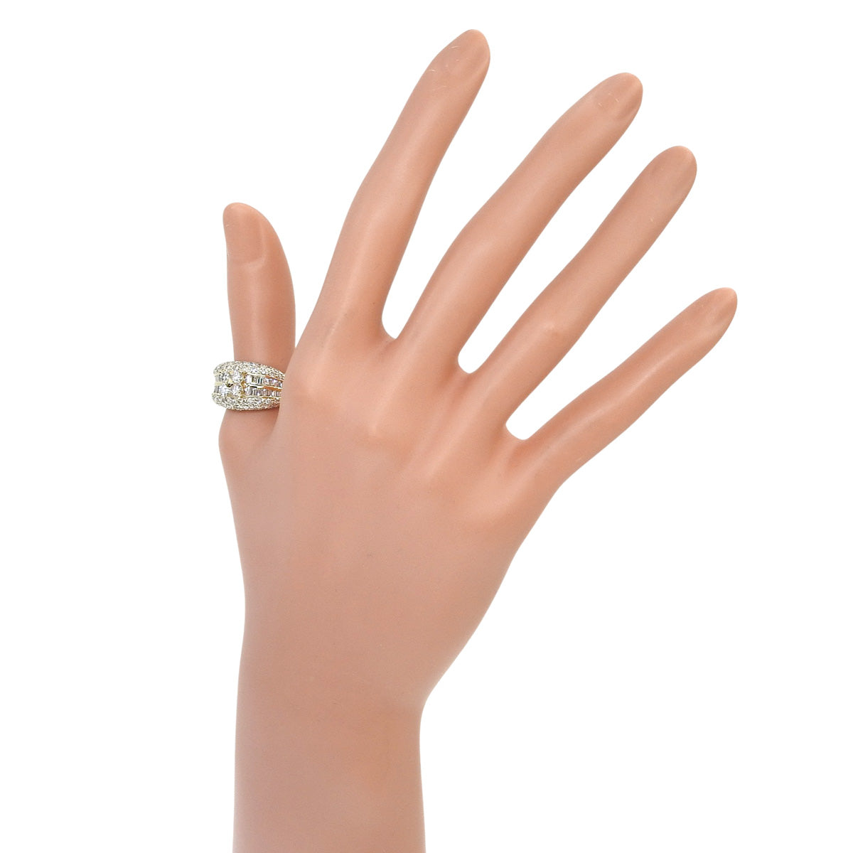Diamond Flower Ring D3.00 Yellow Gold K18YG Size 18 (US 8.5) 8.8g