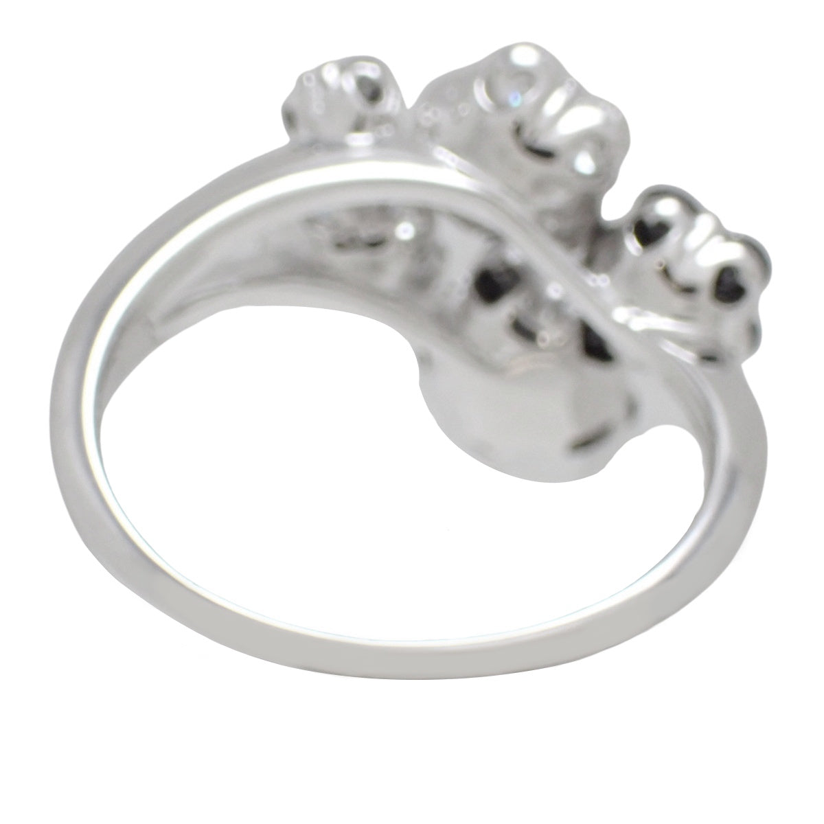 Black Diamond Flower Ring BD1.00/D0.72 K18WG Size 16.5 (US 7.75) 7.3g