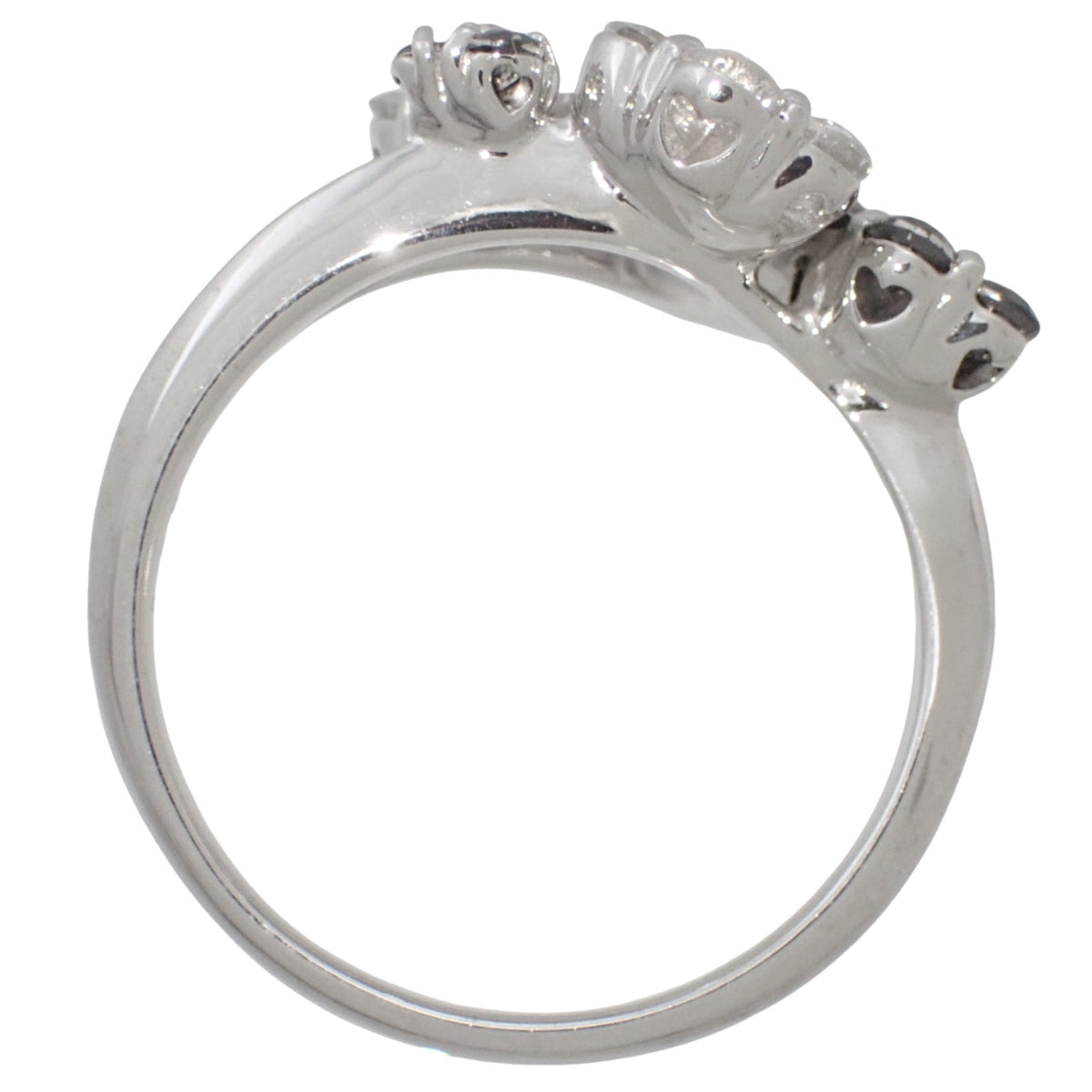 Black Diamond Flower Ring BD1.00/D0.72 K18WG Size 16.5 (US 7.75) 7.3g
