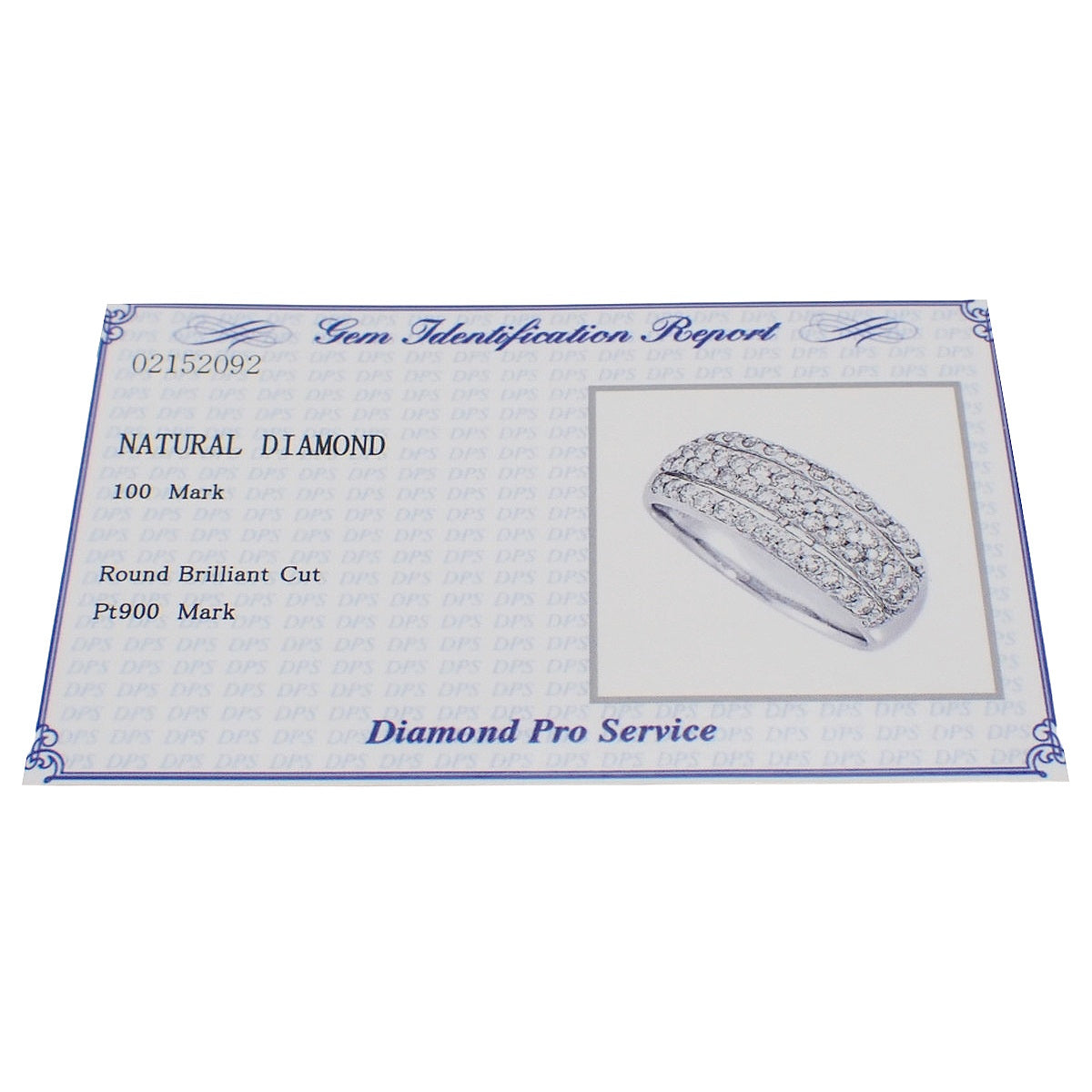 Mitsukoshi Half Pavé Diamond Ring D1.00 Platinum Pt900 Size 15 (US 7.25) 7.2g