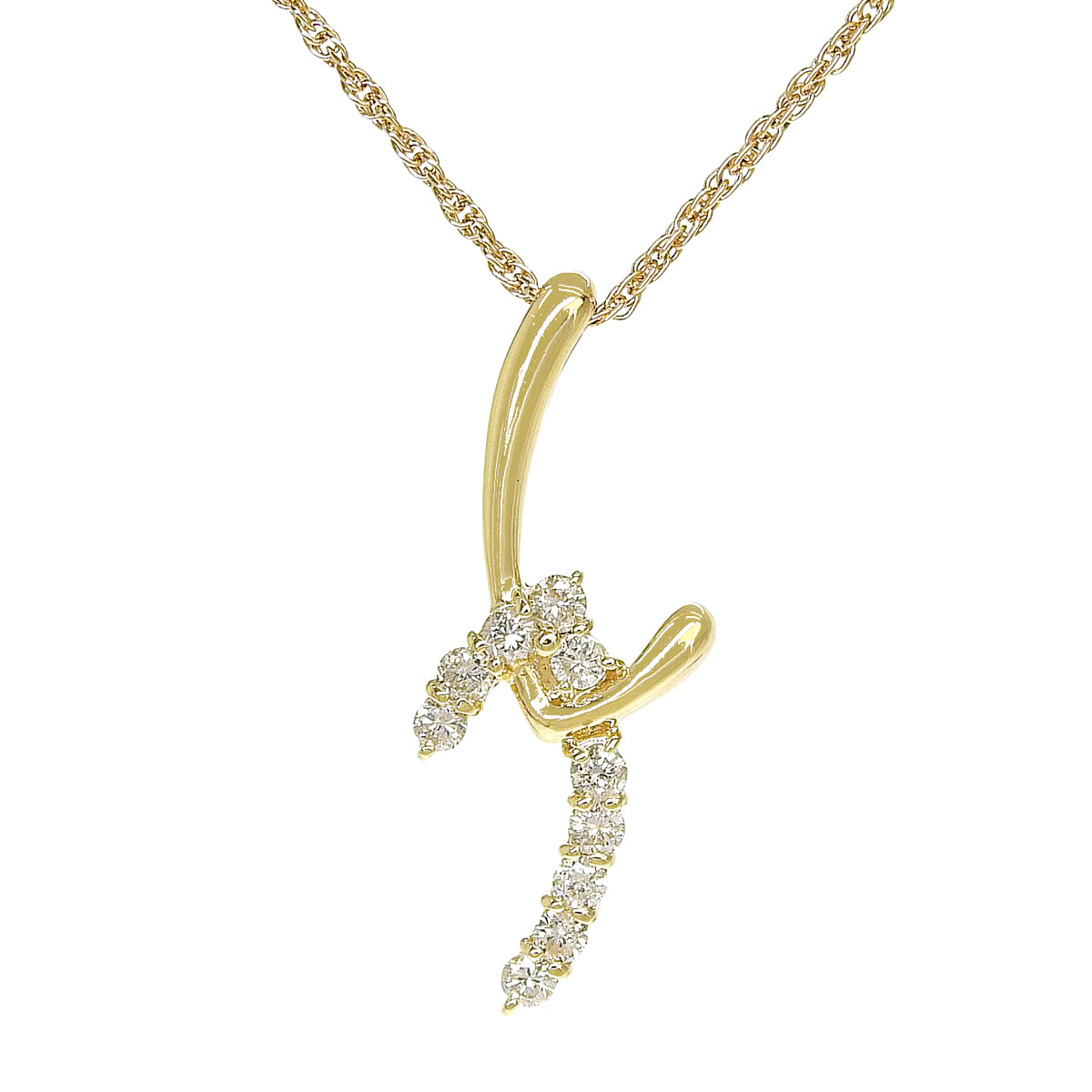 Diamond necklace D0.30 Yellow gold K18YG 3.8g