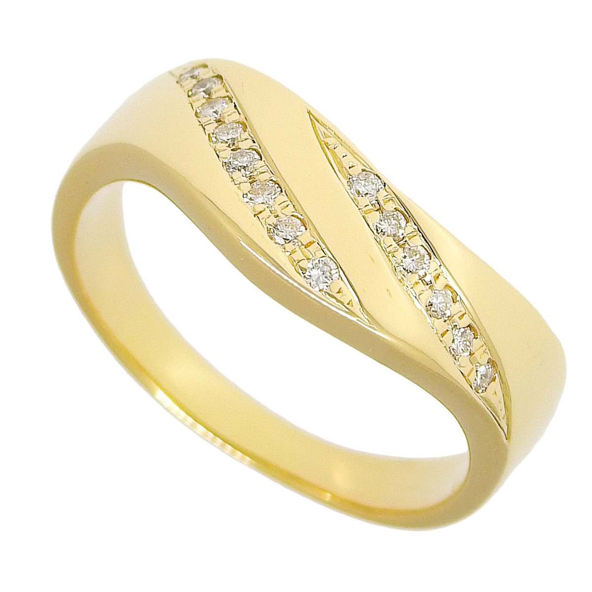 Diamond Line Ring D0.18 Yellow Gold K18YG 5.8g
