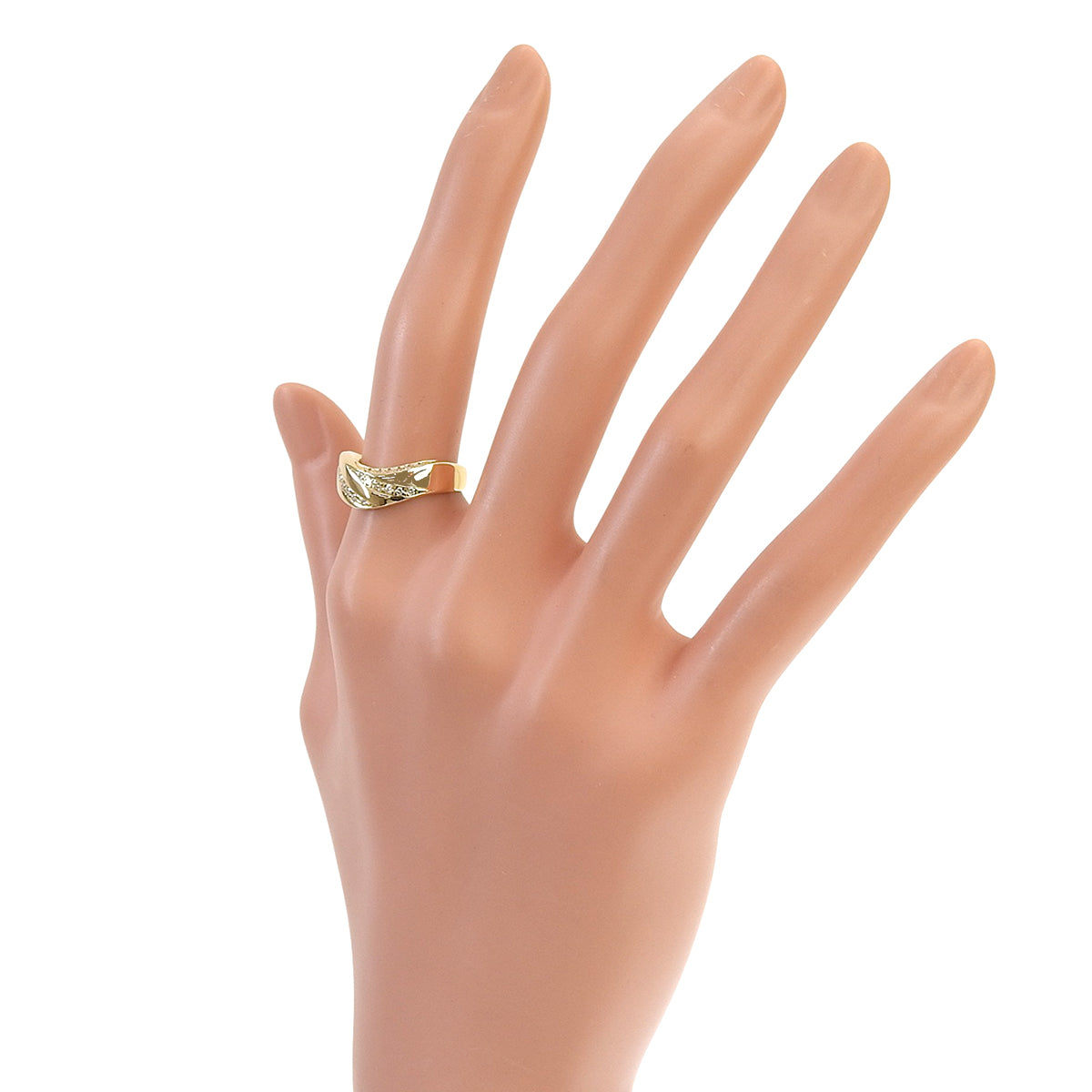 Diamond Line Ring D0.18 Yellow Gold K18YG 5.8g