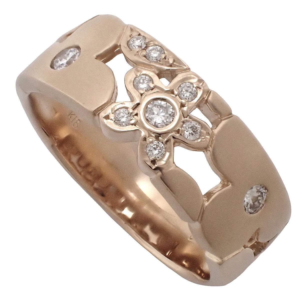 ダイヤモンド フラワーリング D0.18 ピンクゴールド K18PG 12(52)号 5.1g