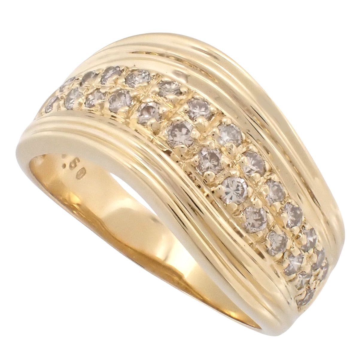 Diamond Ring D0.50 Yellow Gold K18YG Size 15 (US 7.25) 7.3g