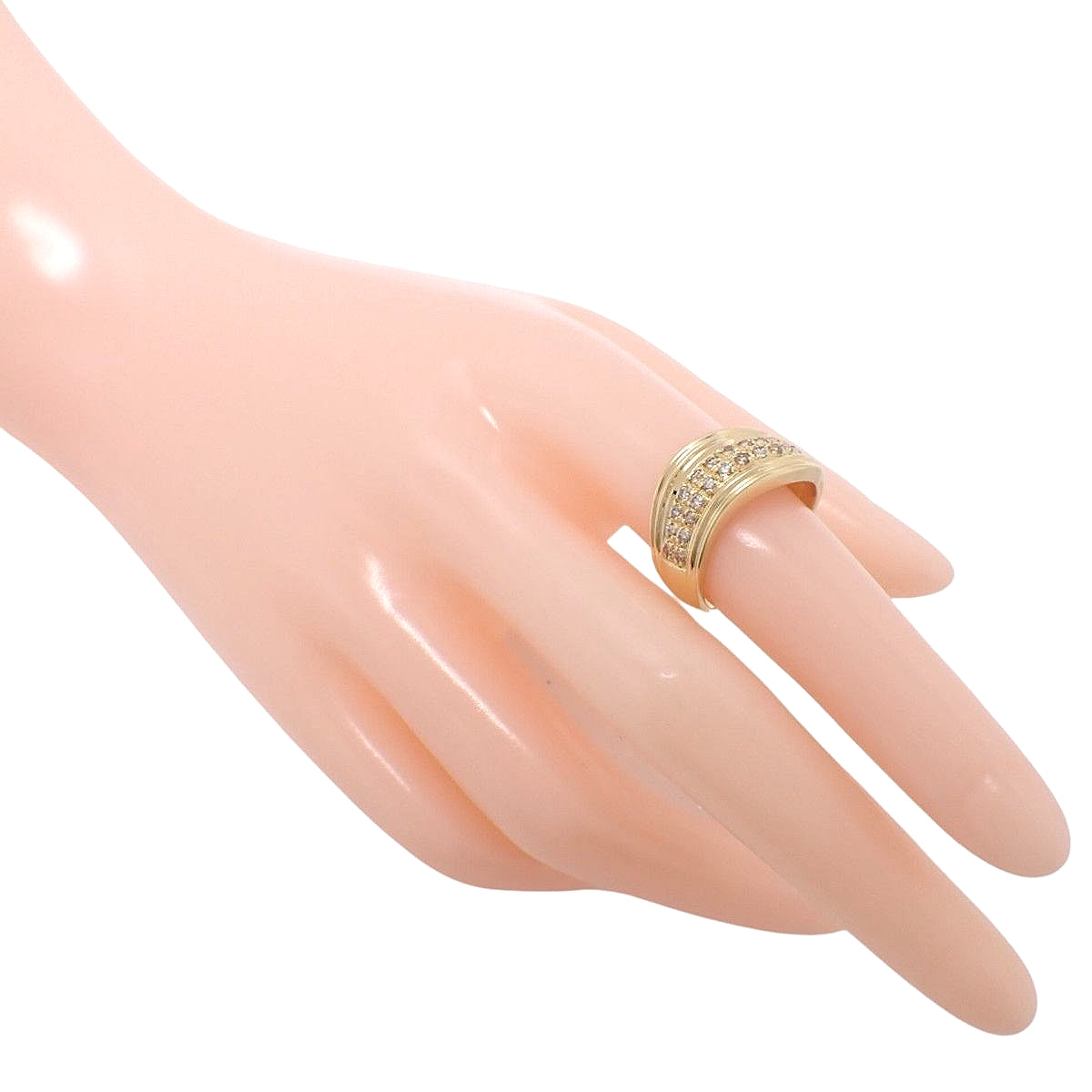 Diamond Ring D0.50 Yellow Gold K18YG Size 15 (US 7.25) 7.3g