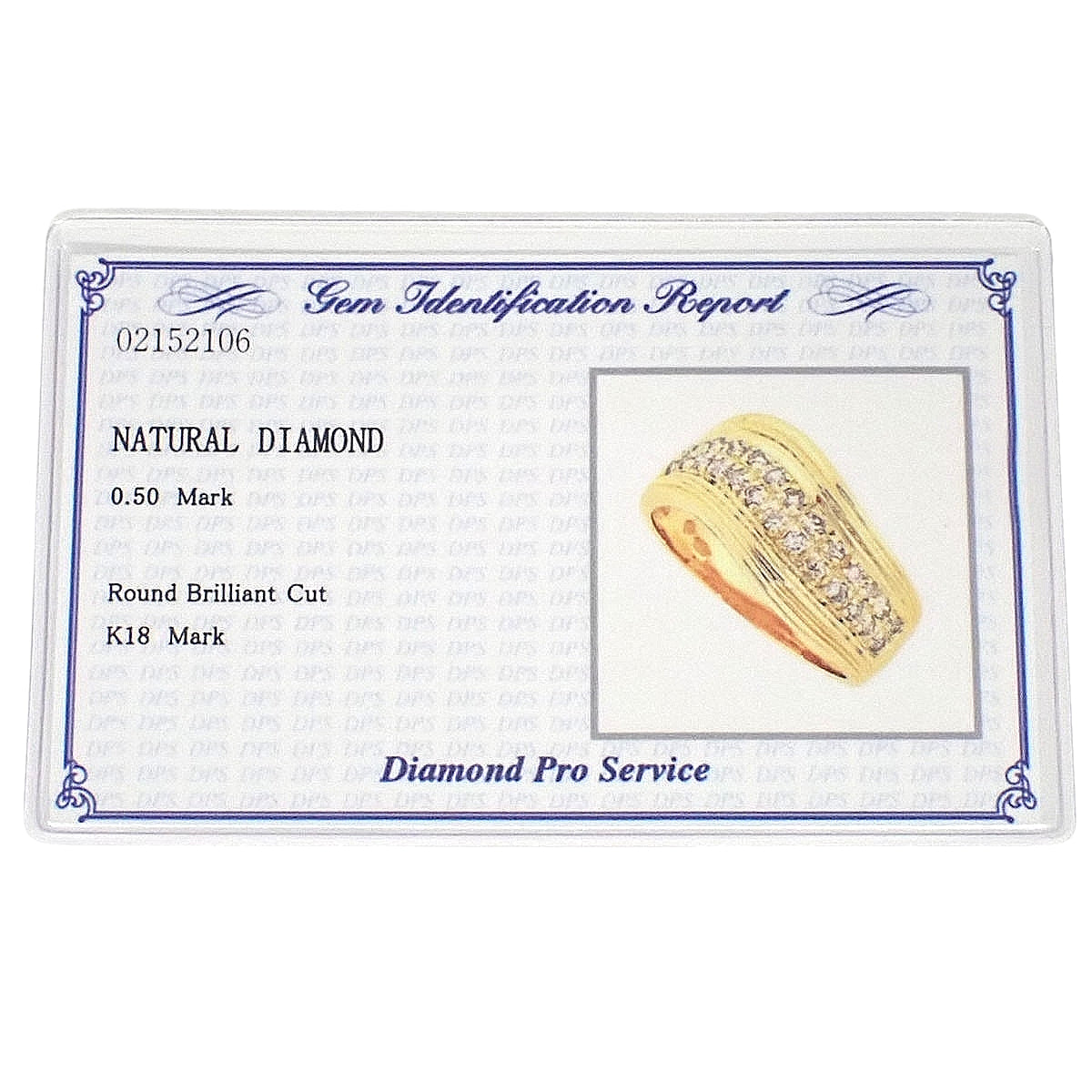 Diamond Ring D0.50 Yellow Gold K18YG Size 15 (US 7.25) 7.3g