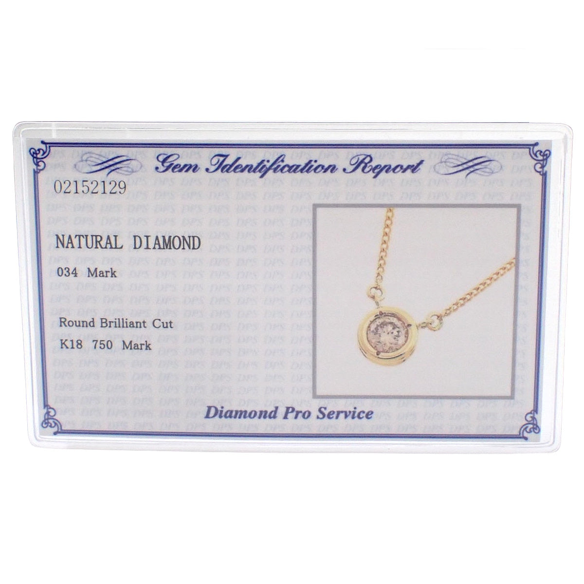 Diamond Necklace D0.34 Yellow Gold K18YG 2.5g