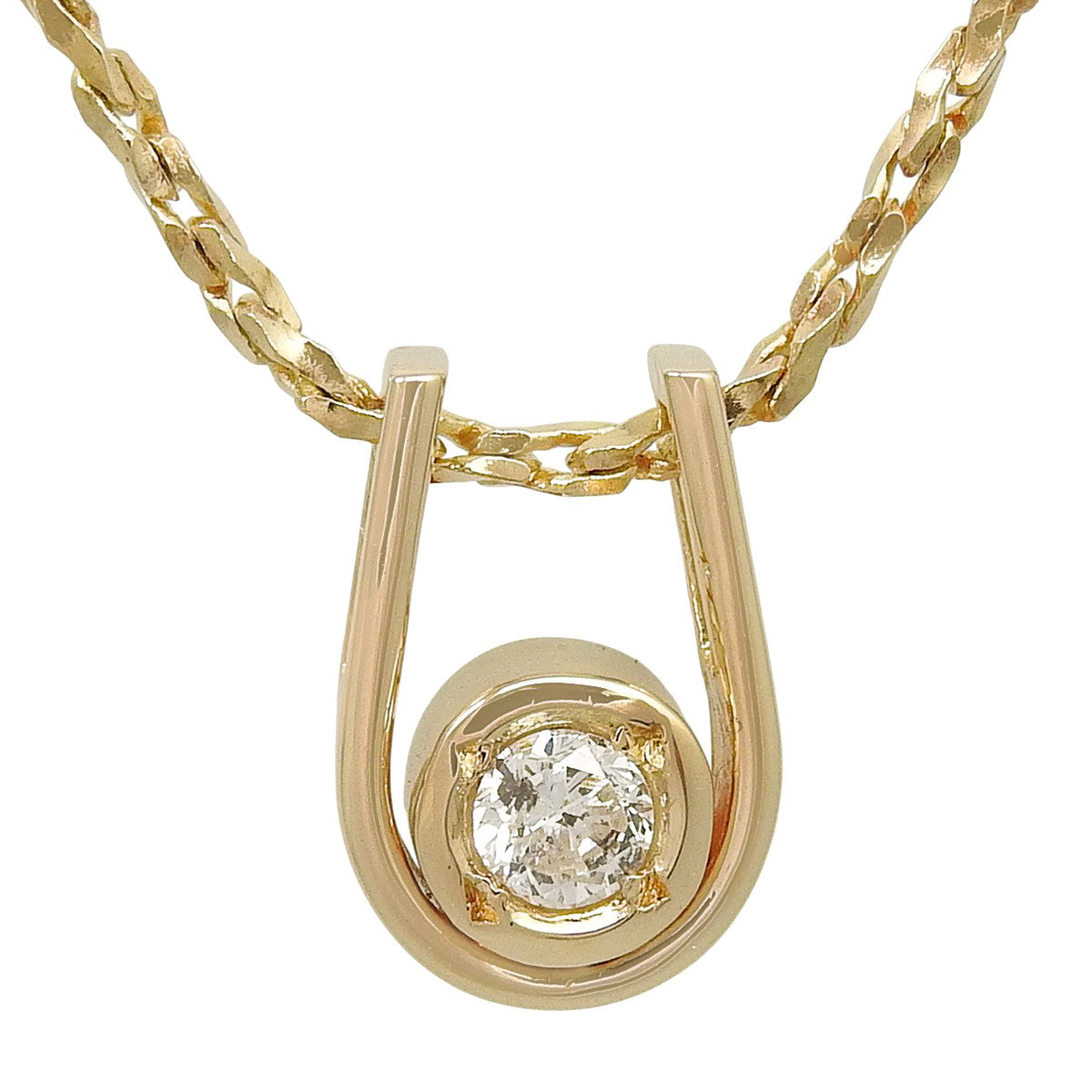 马蹄形单钻项链,D0.11 黄金 K18YG,4.9克