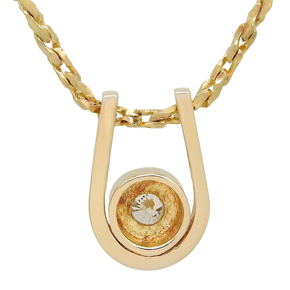 马蹄形单钻项链,D0.11 黄金 K18YG,4.9克