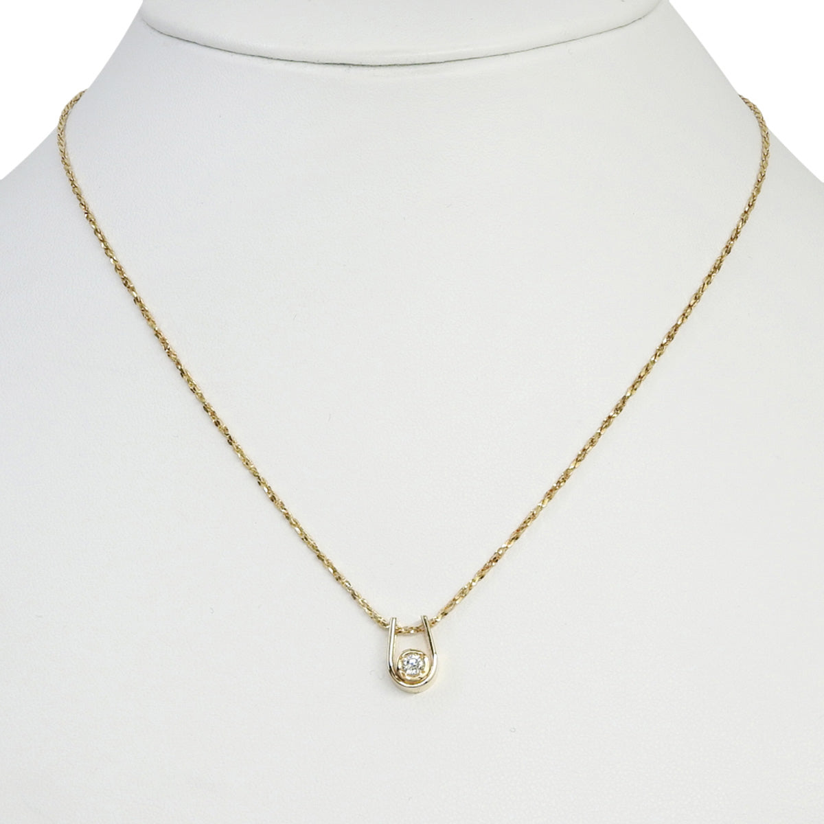 马蹄形单钻项链,D0.11 黄金 K18YG,4.9克