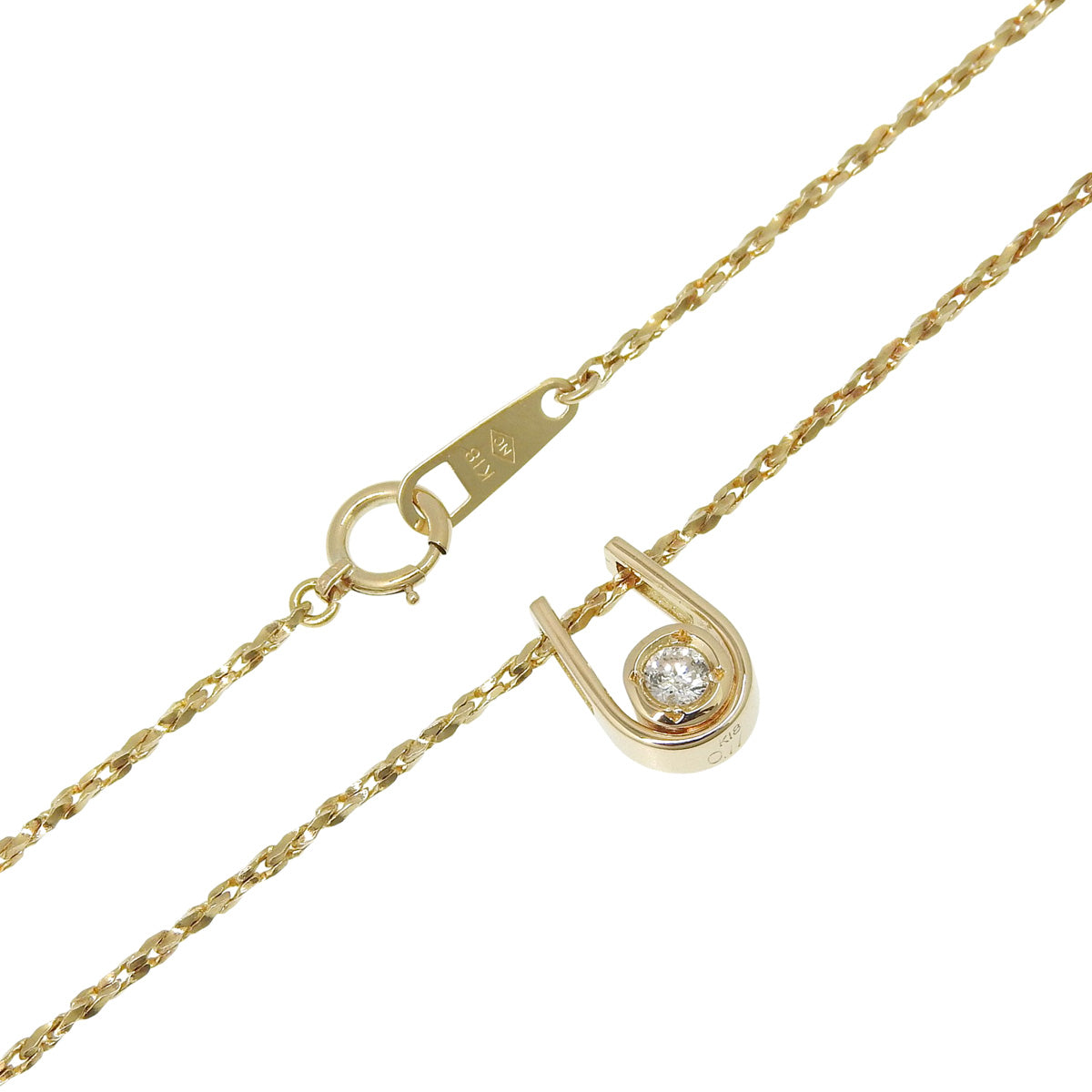 马蹄形单钻项链,D0.11 黄金 K18YG,4.9克