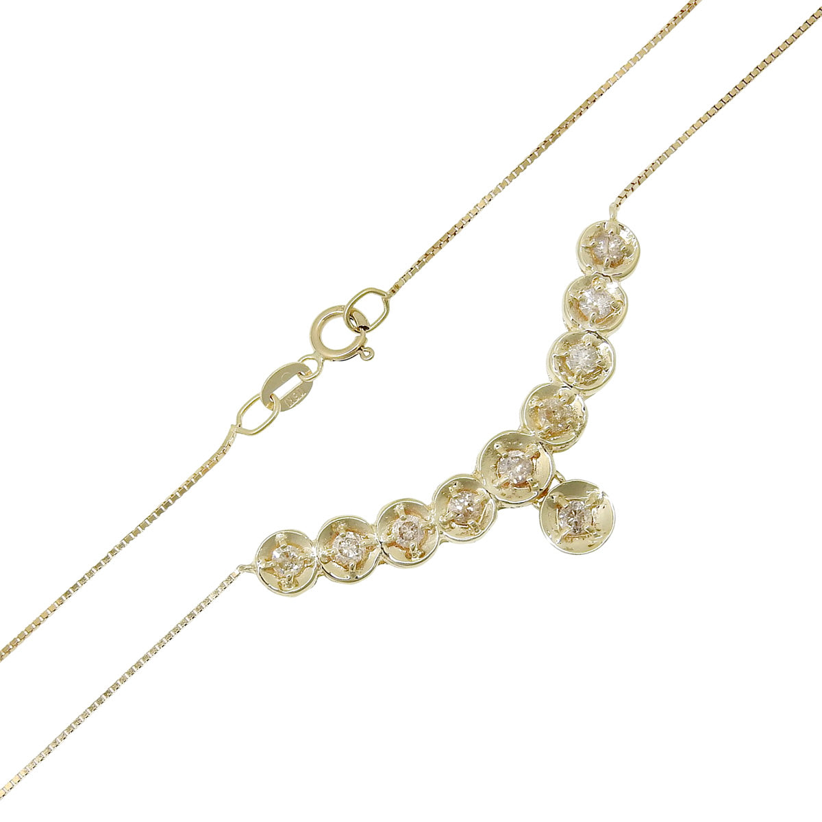 10PD Diamond Necklace D0.50 Yellow Gold K18YG 4.1g