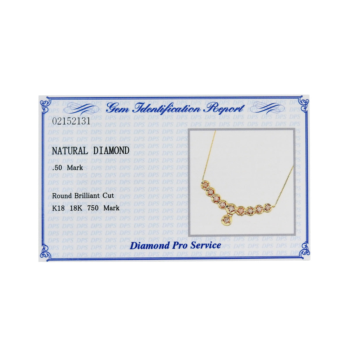 10PD Diamond Necklace D0.50 Yellow Gold K18YG 4.1g