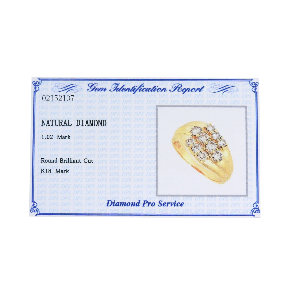 Diamond ring D1.02 Yellow gold K18YG 5.1g