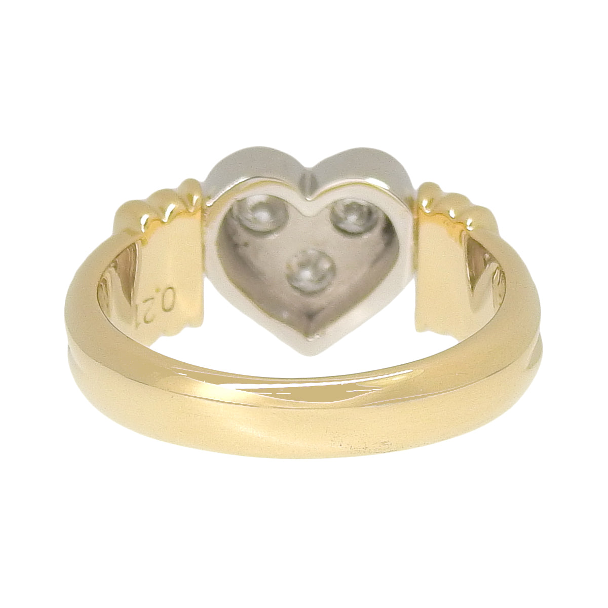 3PD Heart Ring D0.21 Yellow Gold K18YG Platinum Pt900 7.6g