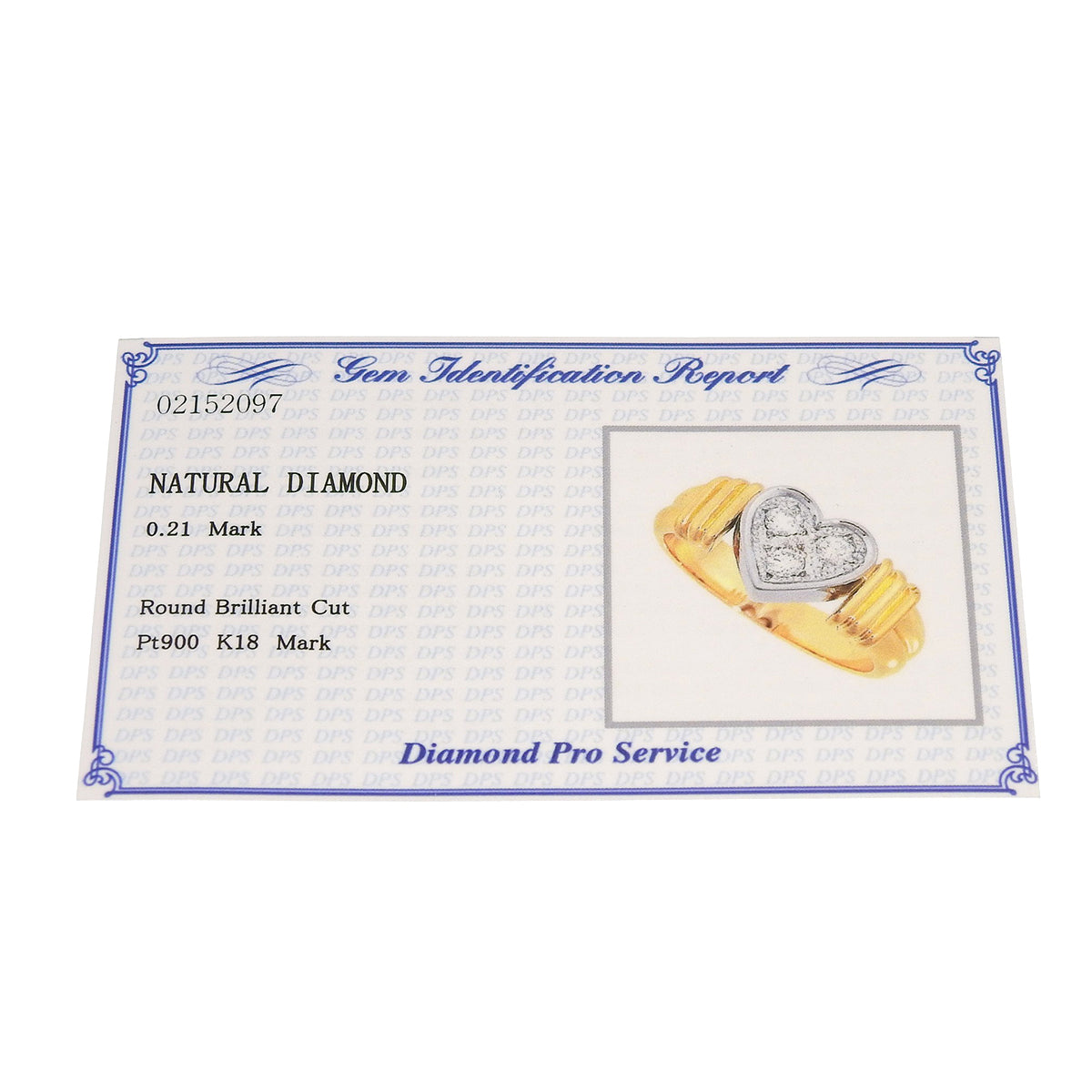 3PD Heart Ring D0.21 Yellow Gold K18YG Platinum Pt900 7.6g