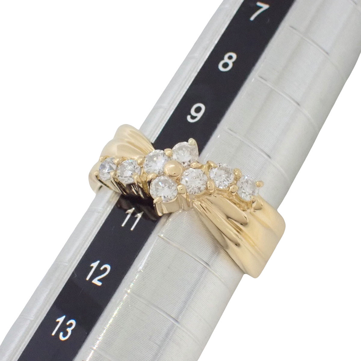 Diamond Flower Motif Ring D0.500 Yellow Gold K18YG Size 10 (US 5) 3.9g