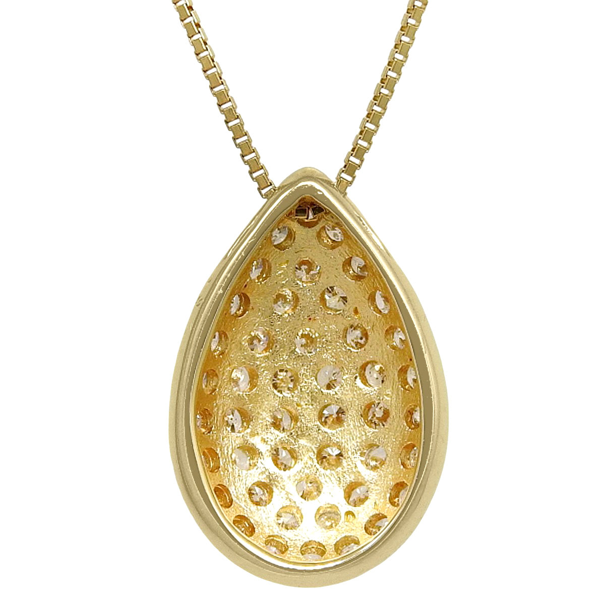 パヴェダイヤ ティアドロップ ネックレス D0.50 イエローゴールド K18YG 3.2g