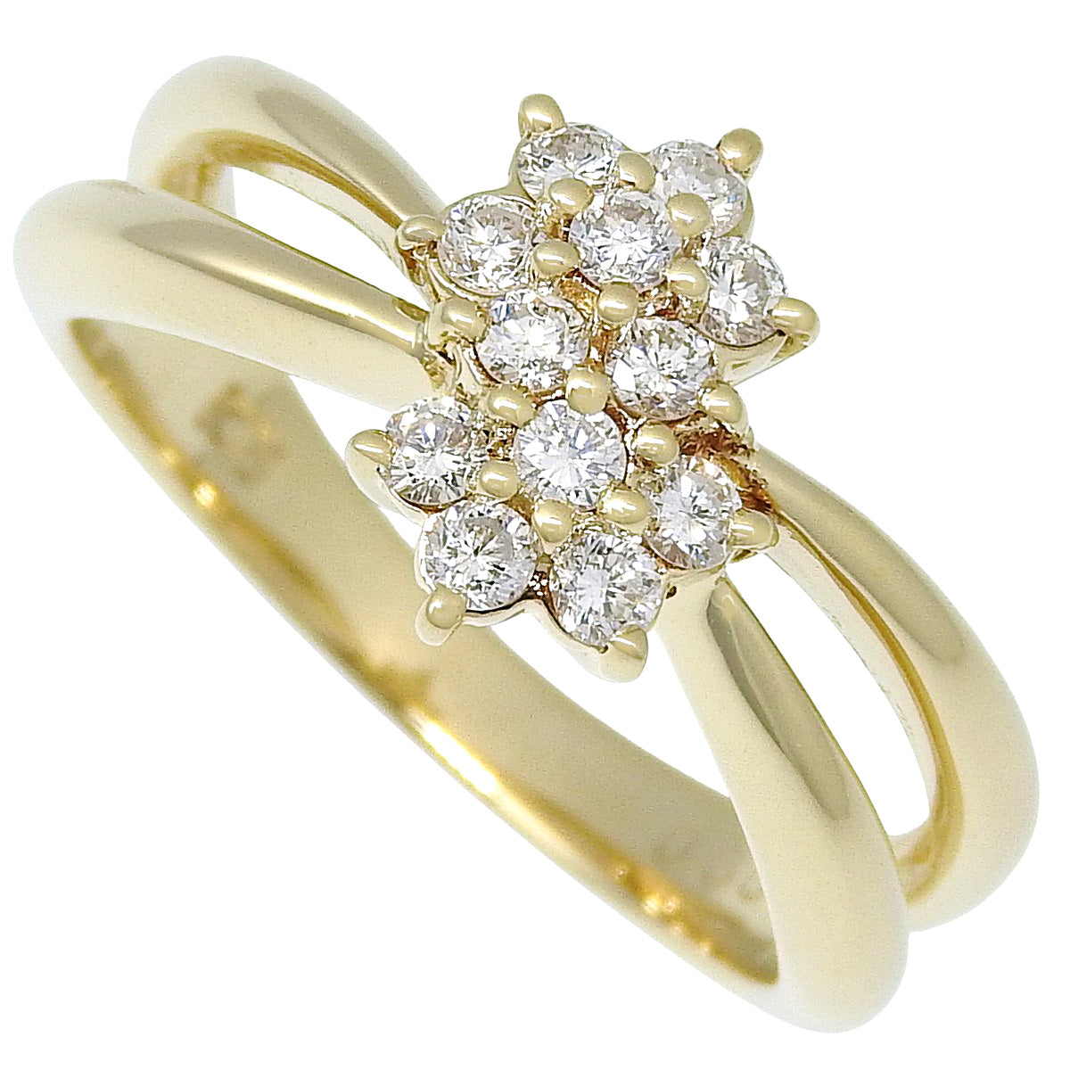 フラワー ダイヤ リング D0.30 イエローゴールド K18YG 4.9g