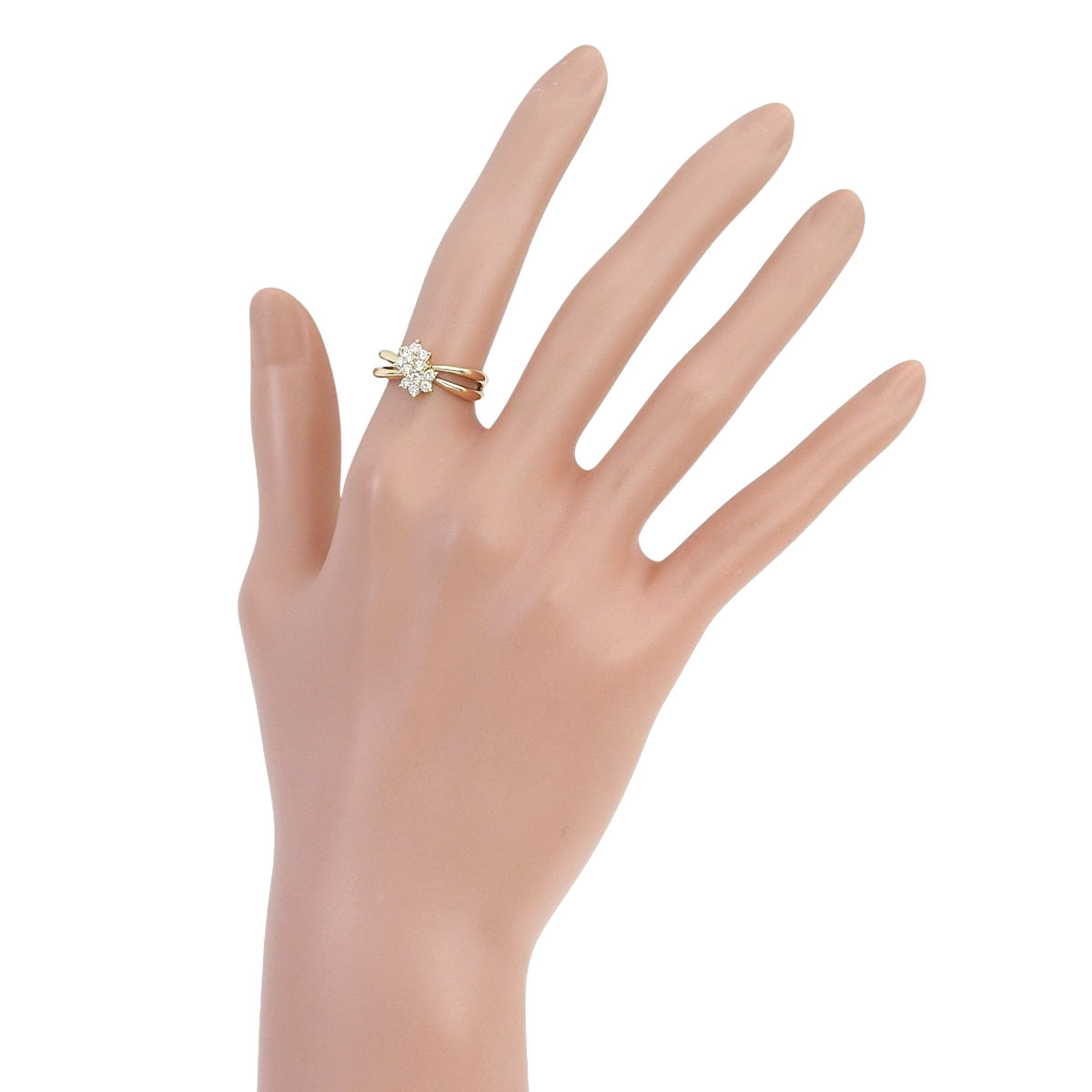 フラワー ダイヤ リング D0.30 イエローゴールド K18YG 4.9g