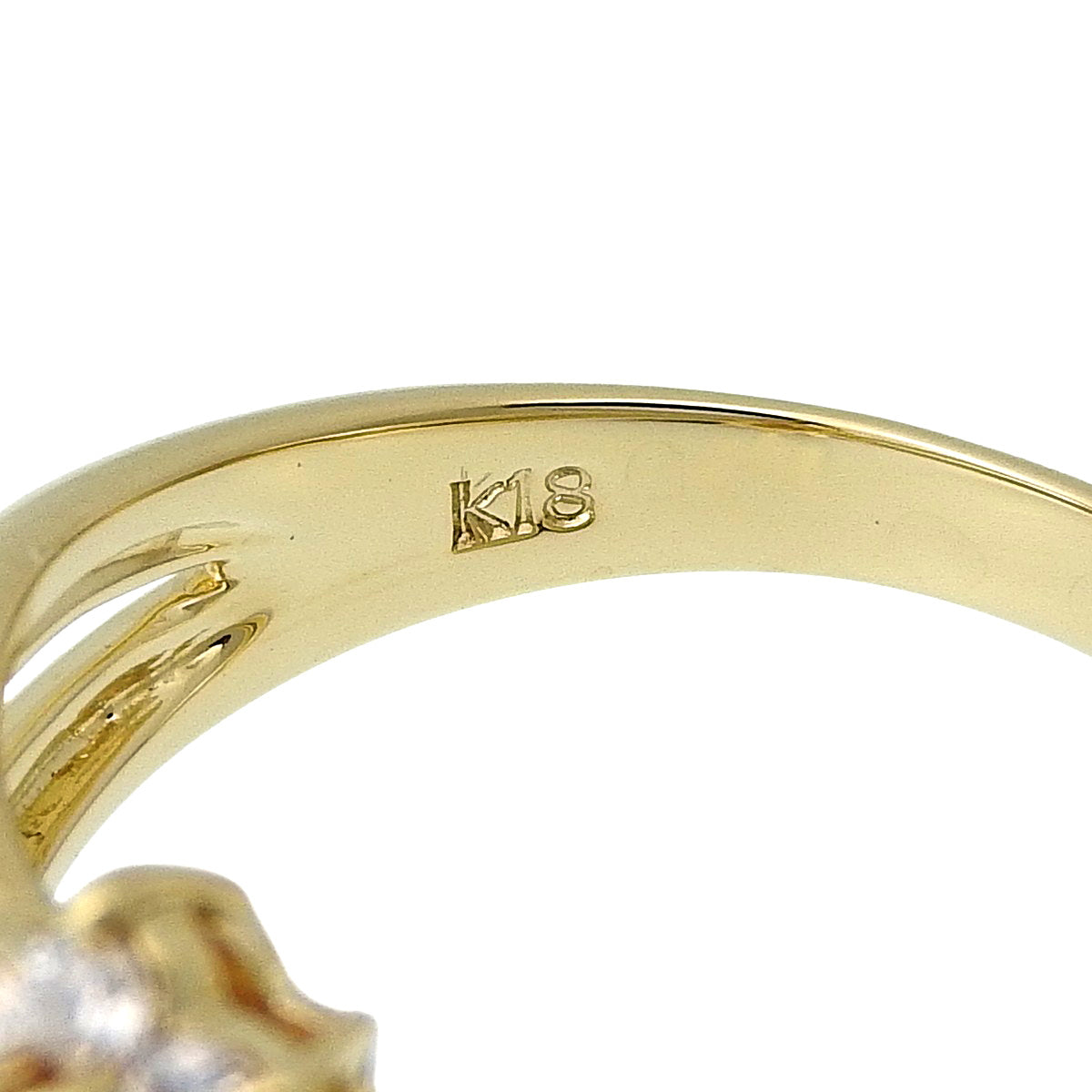 フラワー ダイヤ リング D0.30 イエローゴールド K18YG 4.9g