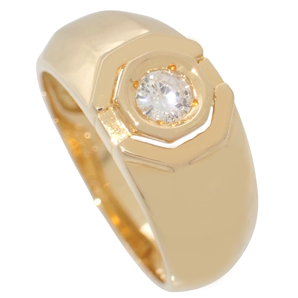 1PD Diamond Ring D0.2 Yellow Gold K18YG Size 16.5 (US 7.75) 6.1g
