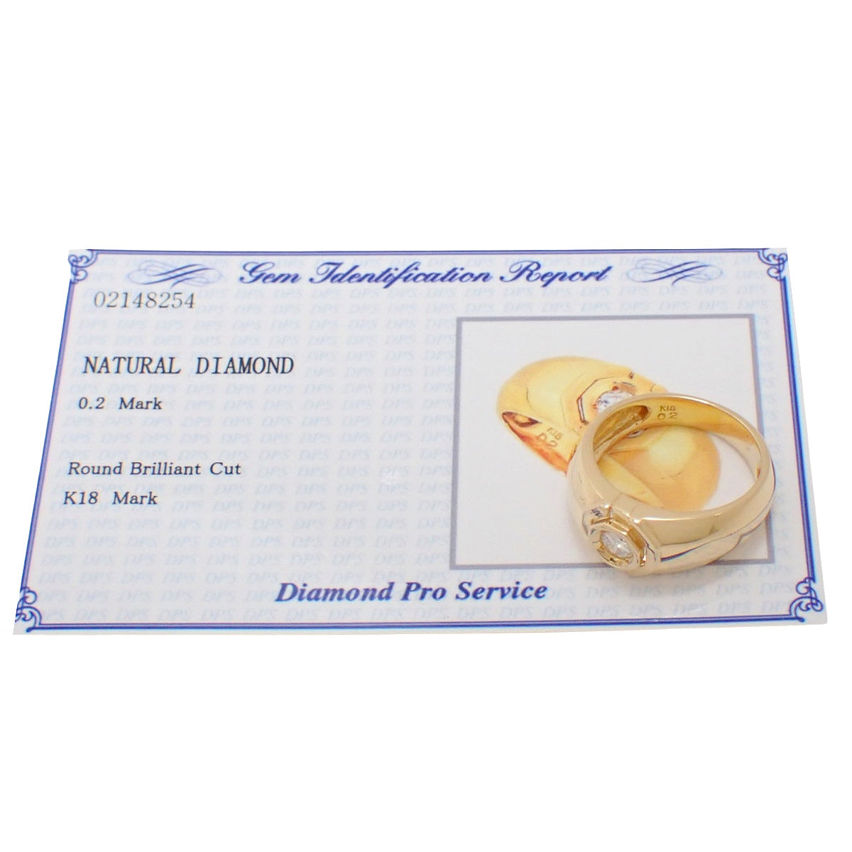 1PD Diamond Ring D0.2 Yellow Gold K18YG Size 16.5 (US 7.75) 6.1g