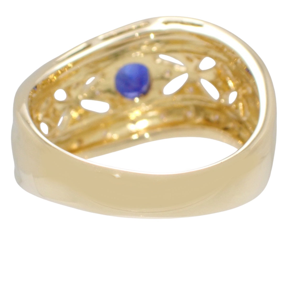Sapphire Diamond Ring S0.48/D0.20 Yellow Gold K18YG Size 12 (EU 52) 5.7g