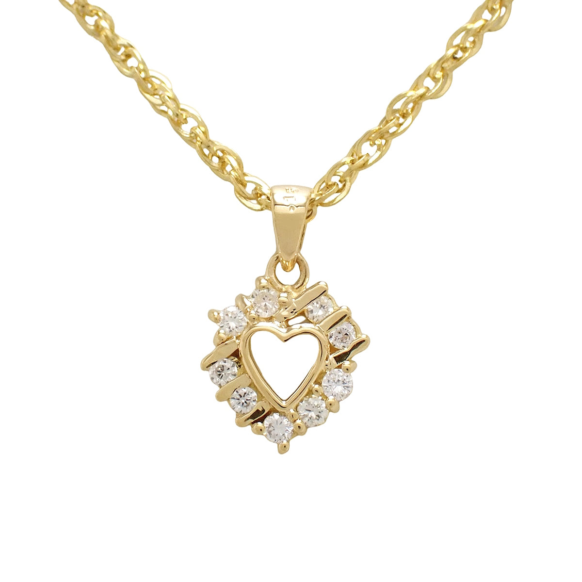 Diamond Heart Necklace D0.15 Yellow Gold K18YG 4.6g