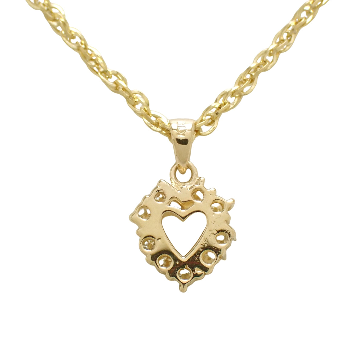 Diamond Heart Necklace D0.15 Yellow Gold K18YG 4.6g