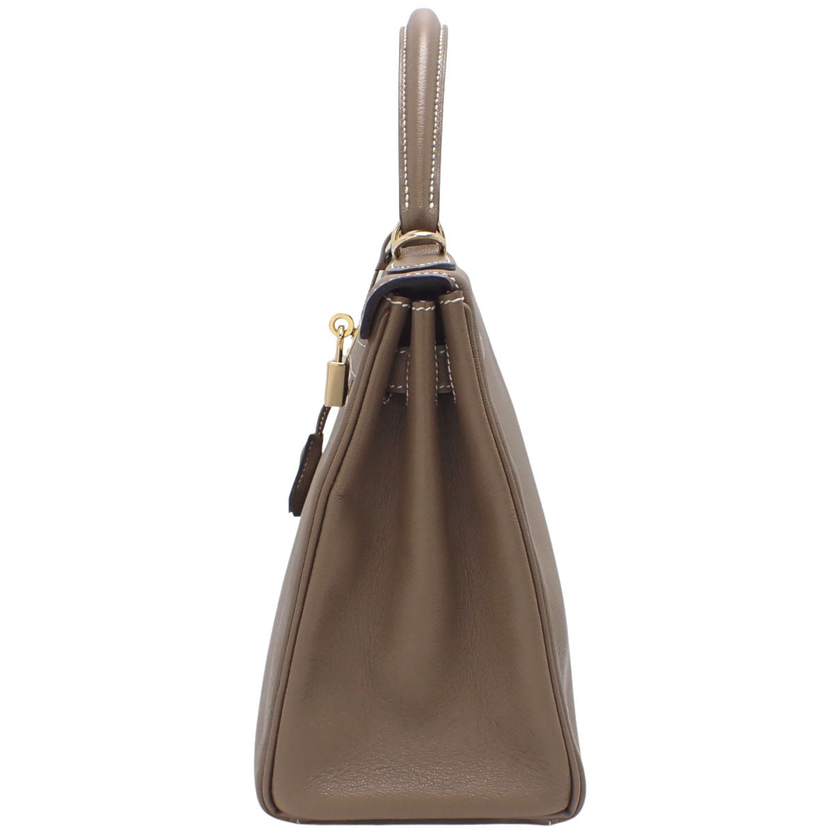 Kelly 28(内缝)Chevre Etoupe/Etoupe,香槟金五金配件,D Stamp