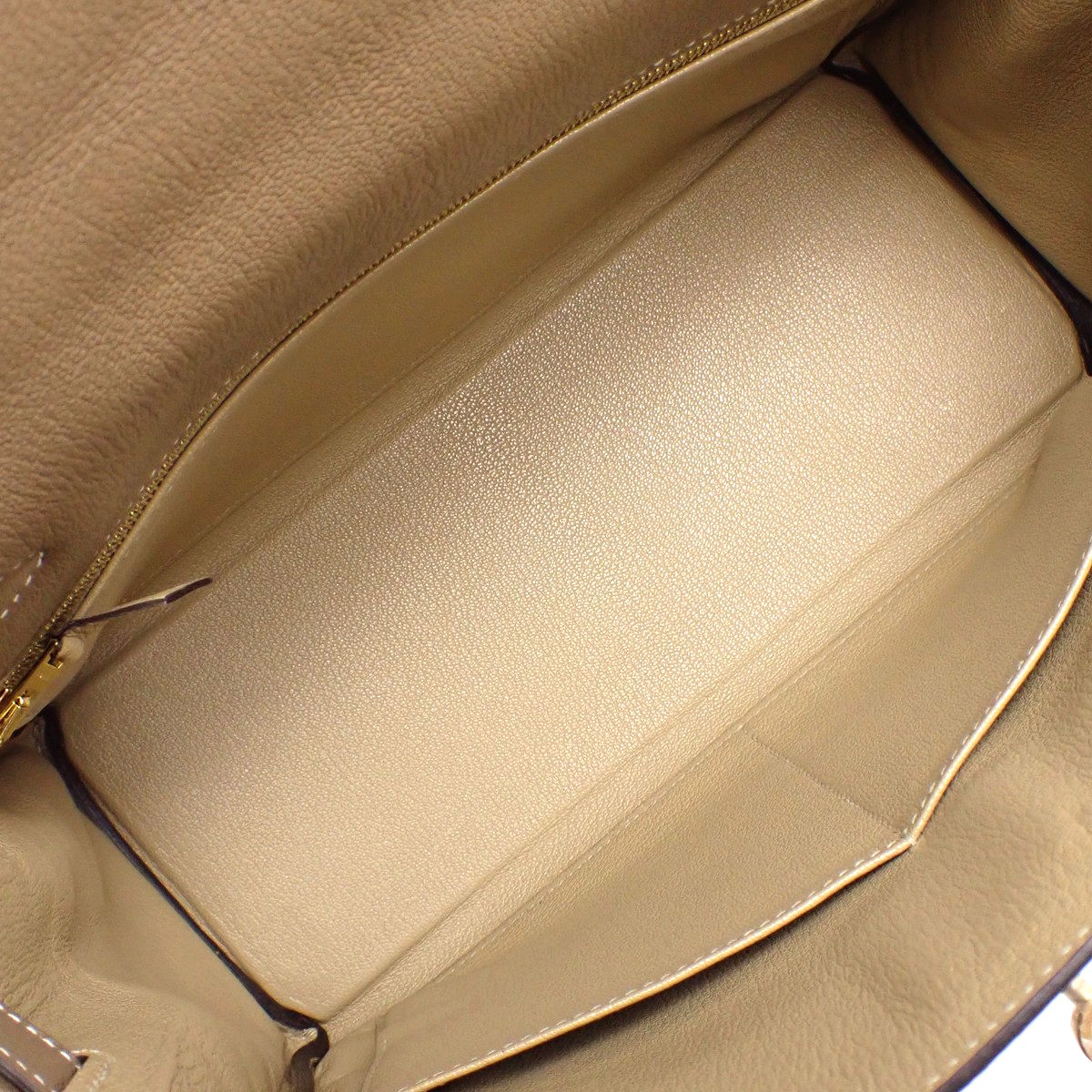 Kelly 28(内缝)Chevre Etoupe/Etoupe,香槟金五金配件,D Stamp