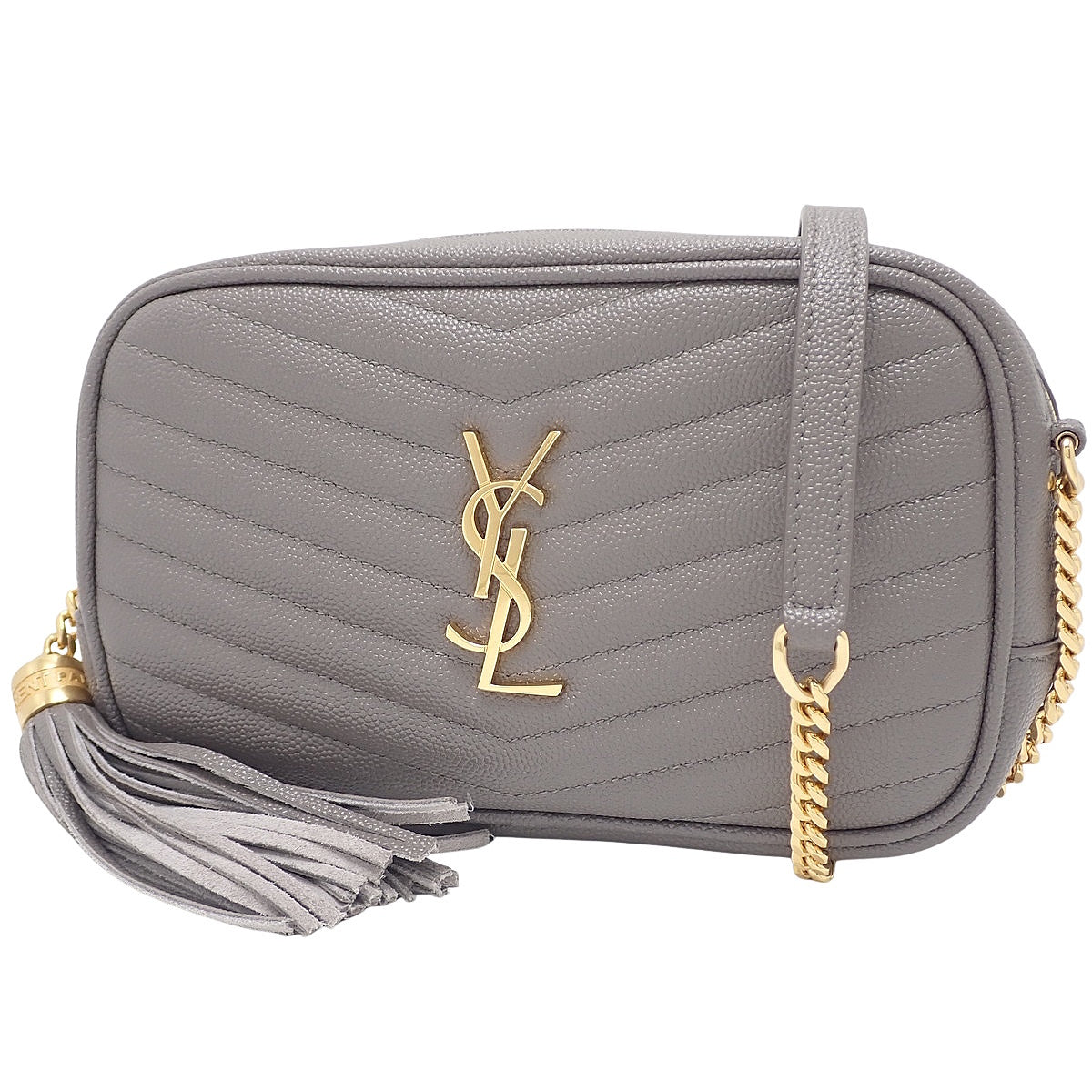 Lou Mini Bag, Leather, Gray, 612579