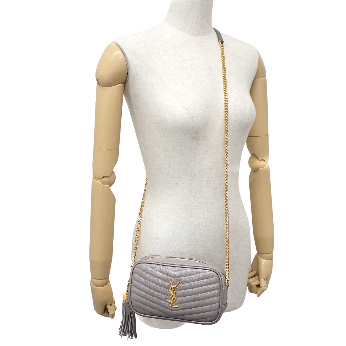 Lou Mini Bag, Leather, Gray, 612579