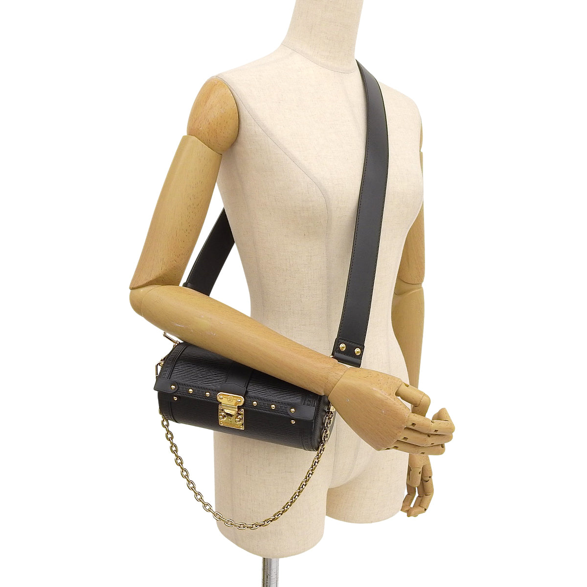 Epi Papillon 旅行箱,Epi 黑色皮革 M58655