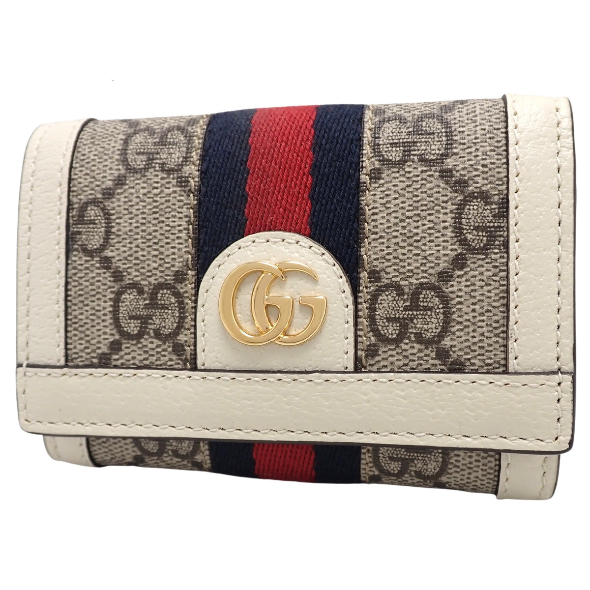 Ophidia Compact Wallet in Beige GG Supreme Canvas